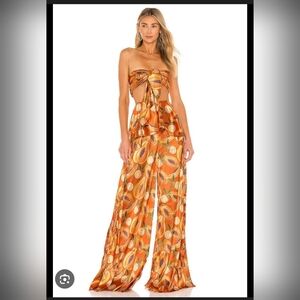 Andrea Iyamah Rya Scarf Top And Pants In Papaya Print Size M